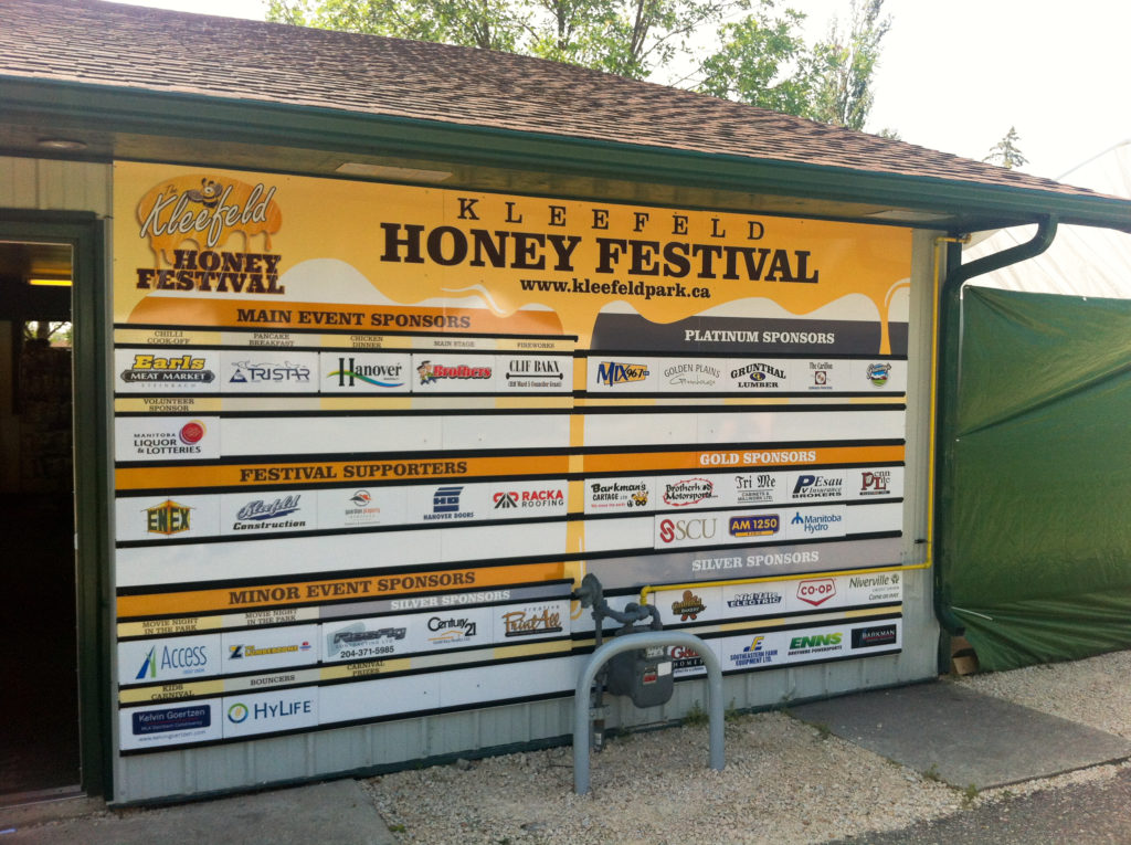 Kleefeld Honey Festival Sign